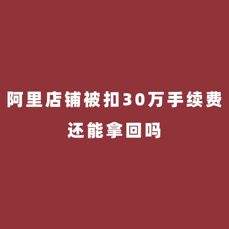 海曙阿里陪跑/阿里店铺被扣30万手续费，还能拿回吗？
